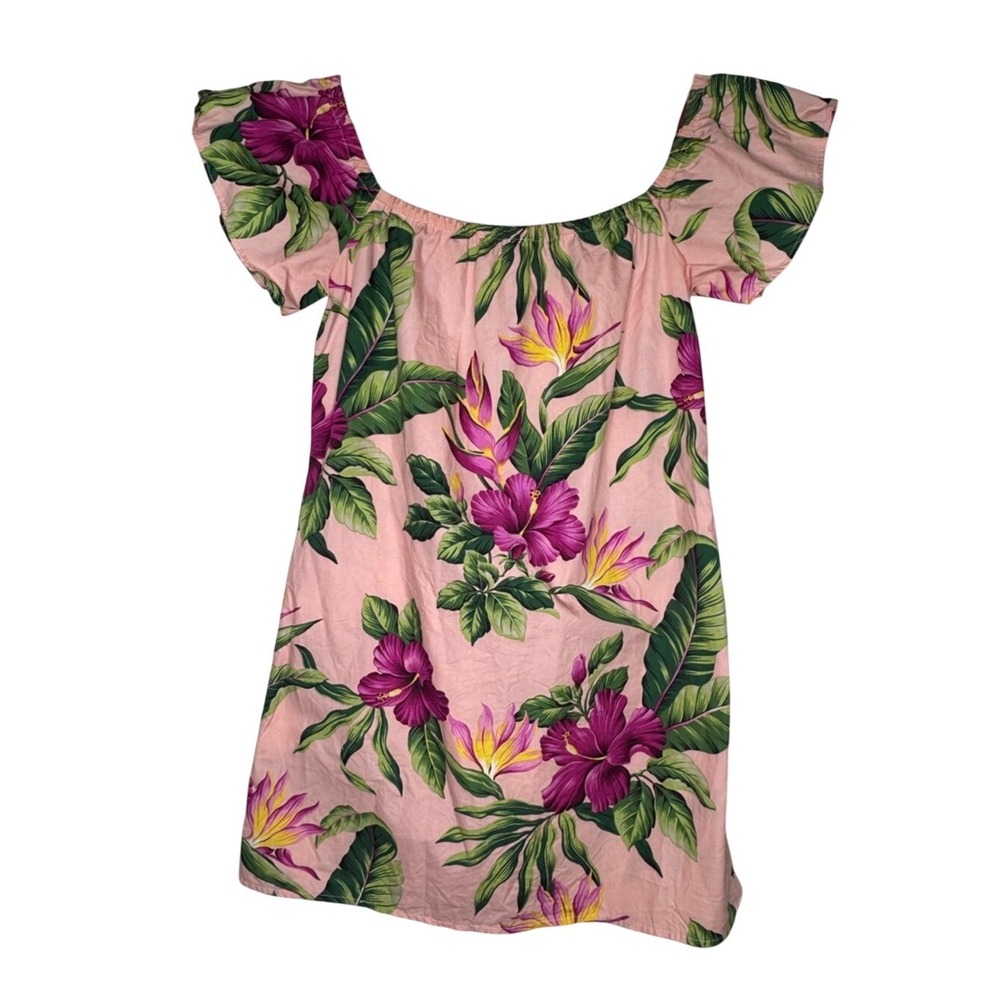 Malia Women Hawaiian Mini Dress 10 Floral Hibiscus Flutter Sleeve Beach Vacation